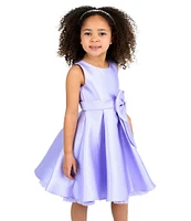Rare Editions Little Girls Sleeveless Bow-Accented Mikado Fit-And-Flare Dress