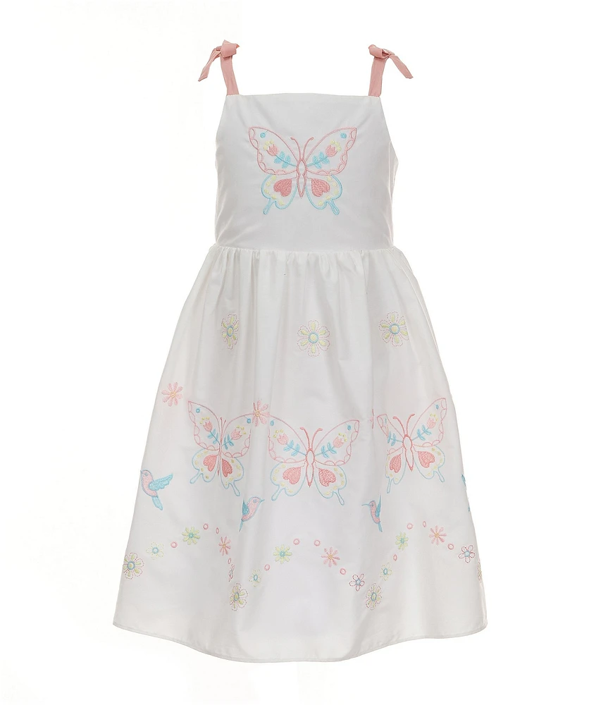 Rare Editions Little Girls 2T-6X Sleeveless Butterfly-Appliqued Bodice/Butterfly Placement-Print Skirted Fit & Flare Dress