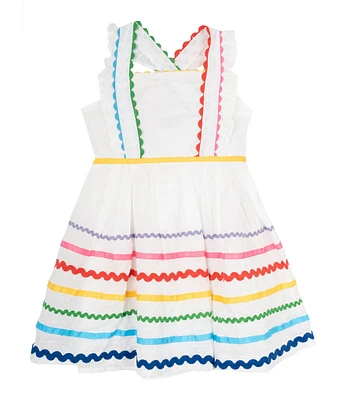 Rare Editions Little Girls 2T-6X Sleeveless Clip-Dot Ricrac-Trimmed Fit & Flare Dress