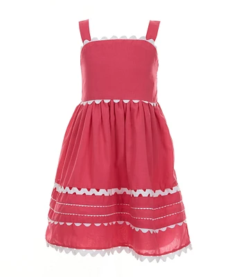 Rare Editions Little Girls 2T-6X Sleeveless Contrast-Ricrac-Trimmed Tiered Fit & Flare Dress