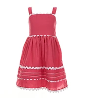 Rare Editions Little Girls Sleeveless Contrast-Ricrac-Trimmed Tiered Fit & Flare Dress