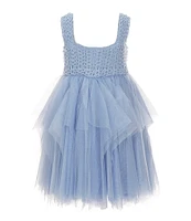 Rare Editions Little Girls 2T-6X Sleeveless Crocheted-Bodice/Layered-Mesh-Skirted Fit-And-Flare Dress