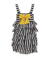 Rare Editions Little Girls 2T-6X Sleeveless Horizontal/Vertical-Striped Bow-Back Ruffled Fit-And-Flare Dress