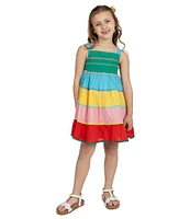 Rare Editions Little Girls 2T-6X Sleeveless Ricrac-Trimmed Color Block Empire-Waist Dress