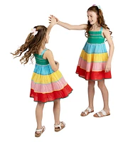 Rare Editions Little Girls 2T-6X Sleeveless Ricrac-Trimmed Color Block Empire-Waist Dress