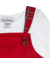 Rare Editions Little Girls 2T-6X Sleeveless Santa In Sleigh Corduroy Jumper Dress & Solid Long-Sleeve Knit T-Shirt Set