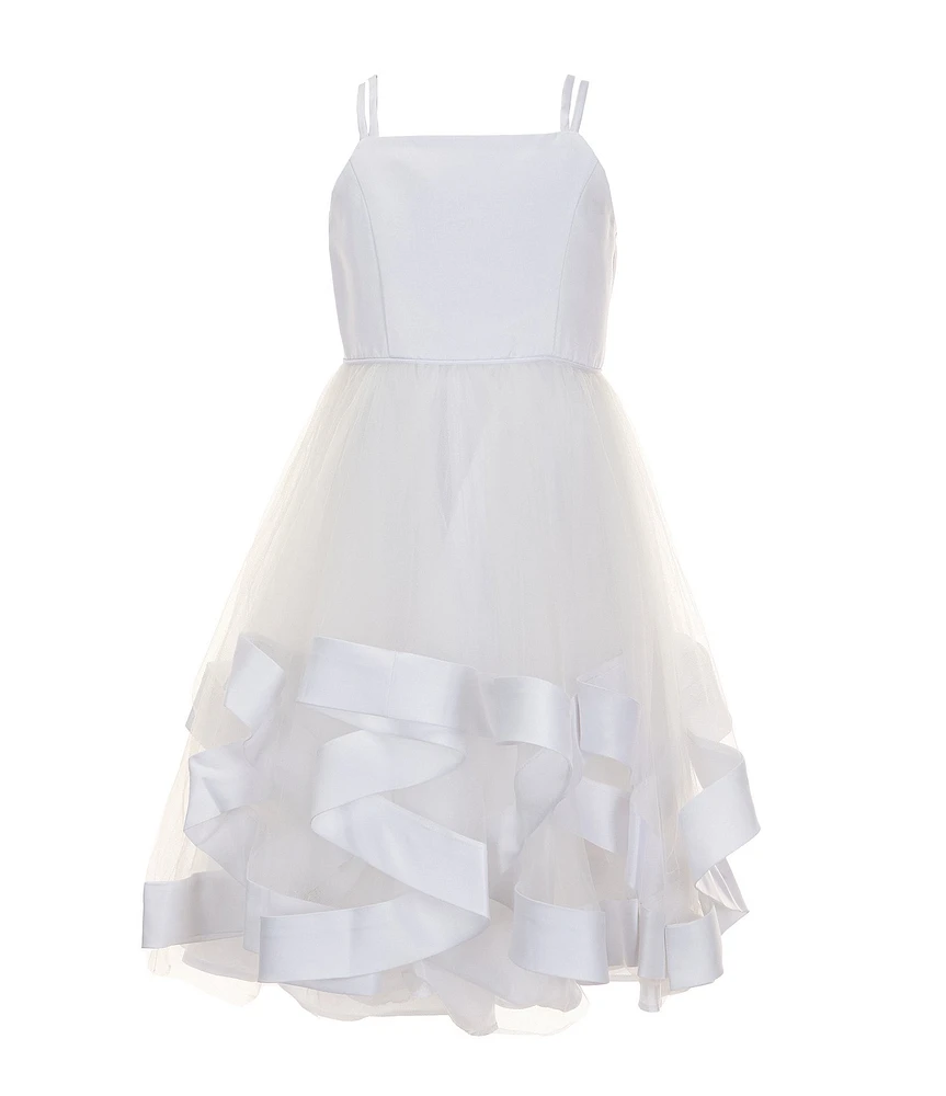 Rare Editions Little Girls 2T-6X Sleeveless Satin Hem Bodice High Low Dress