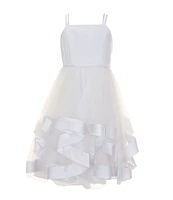 Rare Editions Little Girls 2T-6X Sleeveless Satin Hem Bodice High Low Dress