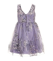 Rare Editions Little Girls 2T-6X Sleeveless Sequin-Embellished Burnout Floral Fit & Flare Dress