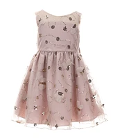 Rare Editions Little Girls 2T-6X Sleeveless Sequin-Embellished Butterfly-Soutache-Embroidered Fit & Flare Dress