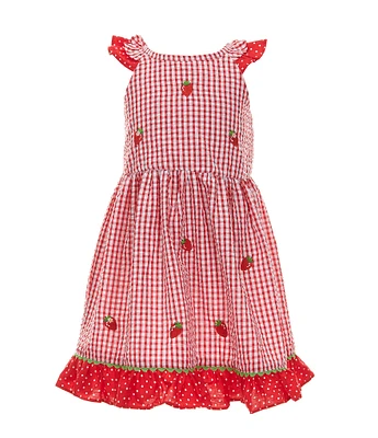 Rare Editions Little Girls 2T-6X Sleeveless Strawberry-Appliqued Checked Fit-And-Flare Dress