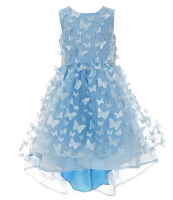 Rare Editions Little Girls 2T-6X Sleeveless Three-Dimensional Butterfly-Appliqued High-Low Ballgown