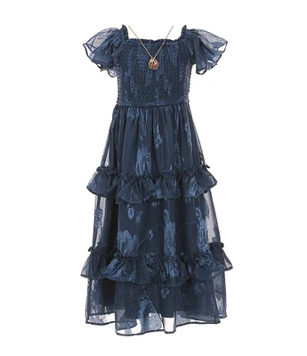 Rare Editions Little Girls 4-6X Flutter Sleeve Burnout Chiffon Long Dress