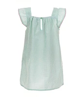 Rare Editions Little Girls 4-6X Flutter-Sleeve Cherry-Appliqued Stripe Seersucker A-Line Dress