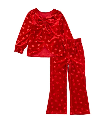 Rare Editions Little Girls 4-6X Heart-Pattern Velvet Tunic & Matching Leggings Set