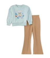 Rare Editions Little Girls 4-6X Long Sleeve Butterfly Sweatshirt & Flare-Leg Stretch Ponte Pant Set