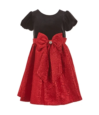 Rare Editions Little Girls 4-6X Puffed-Sleeve Velvet/Brocade Fit & Flare Dress