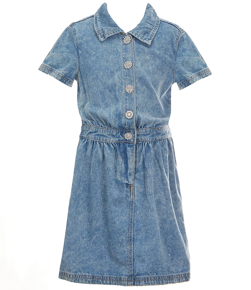 Rare Editions Little Girls 4-6X Short-Sleeve Denim A-Line Dress