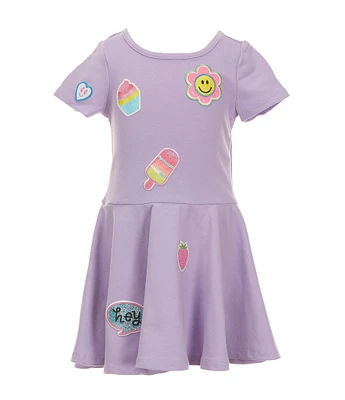 Rare Editions Little Girls 4-6X Short-Sleeve Sweets Patchwork Drop-Waist Dress