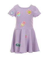 Rare Editions Little Girls 4-6X Short-Sleeve Sweets Patchwork Drop-Waist Dress