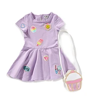 Rare Editions Little Girls 4-6X Short-Sleeve Sweets Patchwork Drop-Waist Dress