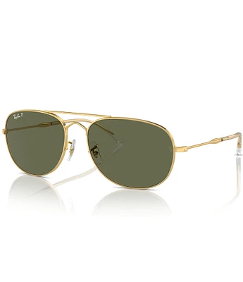 Ray-Ban Unisex Polarized RB3735 Bain Bridge 57mm Aviator Sunglasses