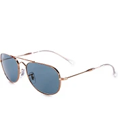 Ray-Ban Unisex RB3735 Bain Bridge 57mm Rose Gold Frame Aviator Sunglasses