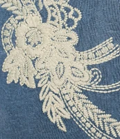Reba Knit Jersey Embroidered V-Neck Long Sleeve T-Shirt