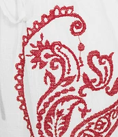 Reba Amber Textured Woven Coordinating Paisley Embroidered Shorts