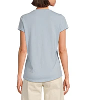 Reba Arizona Jersey Knit V-Neck Short Sleeve Embroidered Shirt