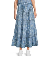 Reba Austin Bandana Print Coordinating A-Line Tiered Skirt