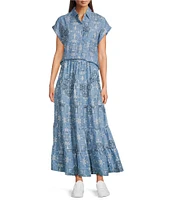 Reba Austin Bandana Print Coordinating A-Line Tiered Skirt