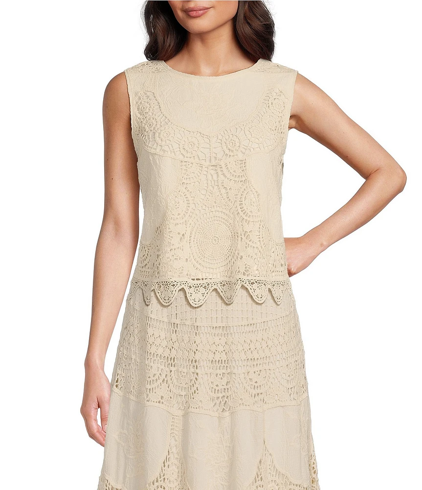 Reba Crochet Scoop Neck Coordinating Sleeveless Top