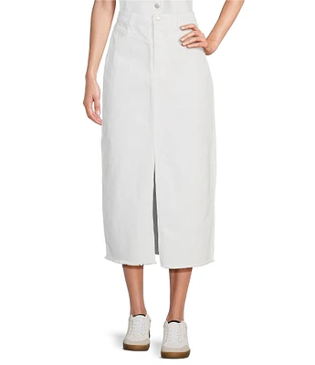 Reba Front Slit Denim Midi Skirt