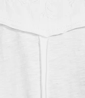 Reba Knit Jersey Embroidered Crew Neck Short Sleeve Shirttail Hem T-Shirt