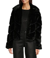 Reba McEntire Faux Fur Point Shawl Collar Long Sleeve Front Snap Jacket