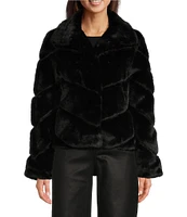 Reba McEntire Faux Fur Point Shawl Collar Long Sleeve Front Snap Jacket