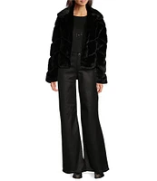 Reba McEntire Faux Fur Point Shawl Collar Long Sleeve Front Snap Jacket