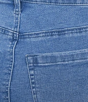 Reba Mid Rise 5 Pocket Frayed Hem Stretch Denim Cut Off Shorts