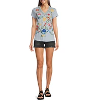 Reba Mid Rise 5 Pocket Frayed Hem Stretch Denim Cut Off Shorts