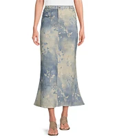 Reba Twill Antique Floral Print Skirt