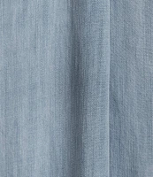 Reba V-Neck Short Cap Sleeve Frayed Hem Chambray Shift Dress