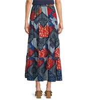 Reba Wyatt Patchwork Coordinating Tiered A-Line Skirt