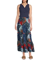 Reba Wyatt Patchwork Coordinating Tiered A-Line Skirt