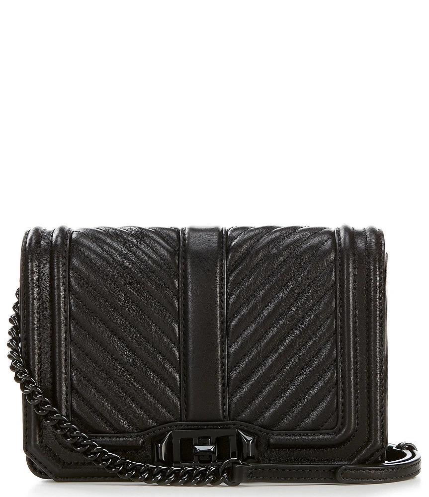 REBECCA MINKOFF Chevron Quilted Small Turn Lock Love Crossbody Bag