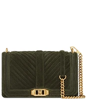 REBECCA MINKOFF Chevron Suede Quilted Love Crossbody Bag