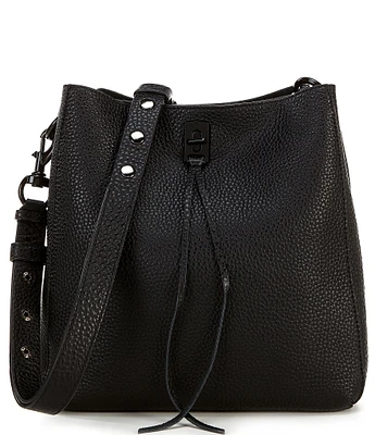 REBECCA MINKOFF Darren Pebbled Leather Studded Shoulder Bag