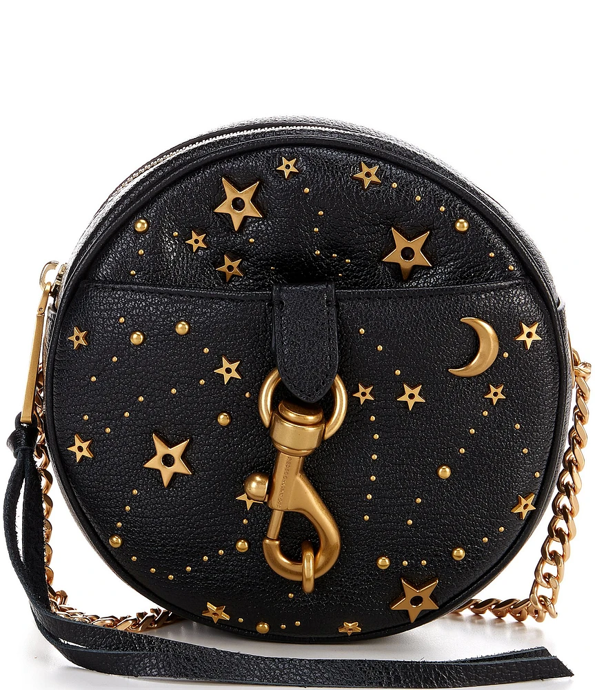 REBECCA MINKOFF Edie Circle Celestial Stud Leather Crossbody Bag