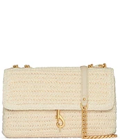 REBECCA MINKOFF Edie Medium Straw Dog Clip Crossbody Bag