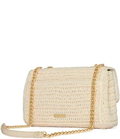 REBECCA MINKOFF Edie Medium Straw Dog Clip Crossbody Bag